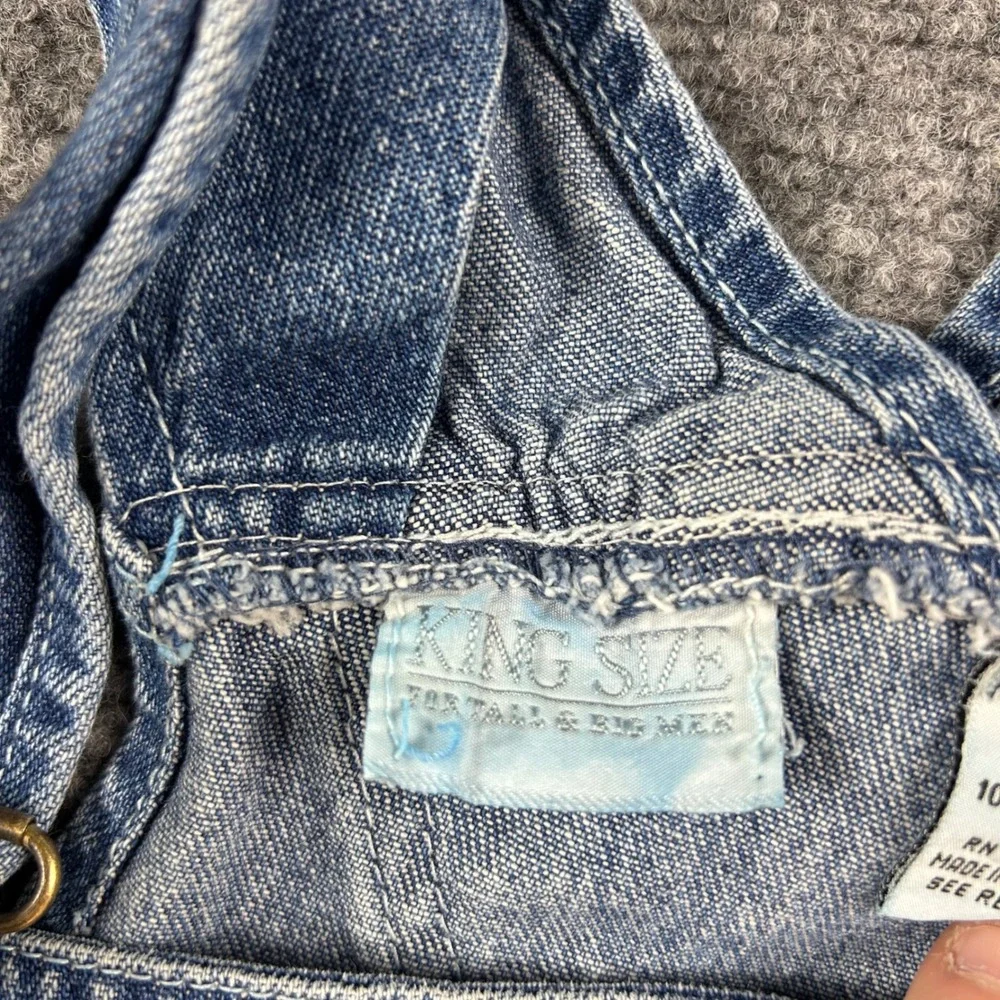 King Size Overalls Mens 48x38 Blue Denim Bib Workwear Big and Tall 48x35 Raw Hem